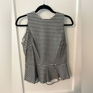 Lucy Paris black and white gingham peplum top, size L